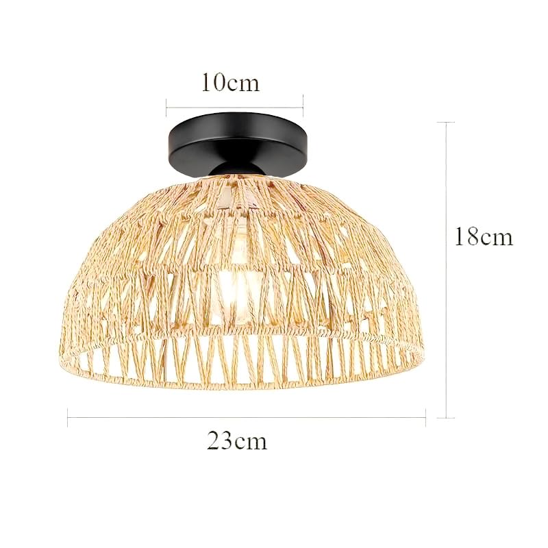 Image of Artica Rattan Ceiling Lamp - Modern Hanging Light Fixture for Bedroom, Living Room & Home Decoration | Rattan Pendant Ceiling Light