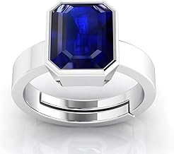 15.25 Ratti Certified Blue Sapphire (Neelam) Silver+White Metal Ring for Men and Women