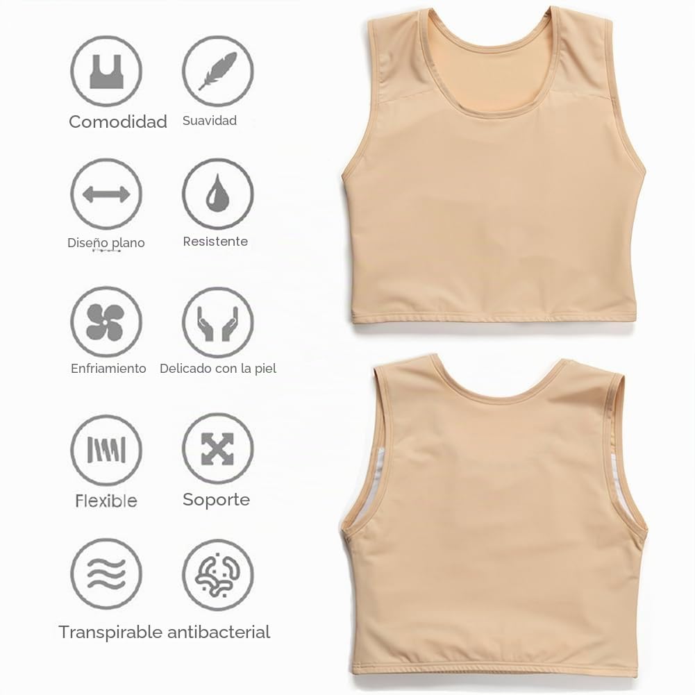 XUJI Chest Binder Tomboy FTM Carpeta de medio pecho transpirable para mujer
