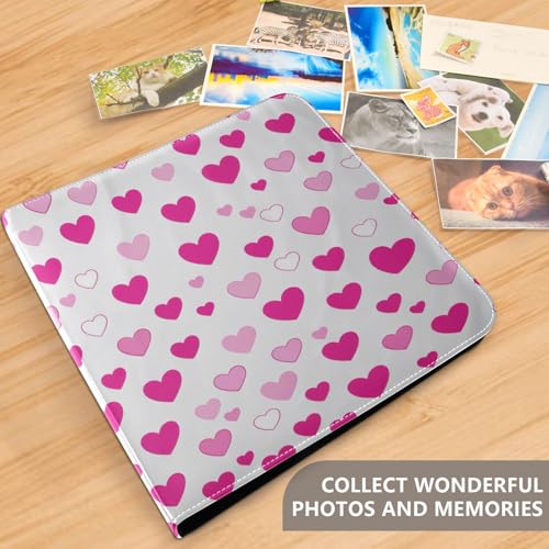 Álbum de fotos adhesivo DIY Scrapbook con diseño de corazones rojo ciruela, encuadernador de 3 anillos, 40 páginas, tamaño 11.8 x 11.2 pulgadas miniatura 5