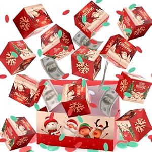 BABORUI Seeroze – Caja de regalo sorpresa de Navidad, explosión para dinero con confeti, caja de dinero sorpresa Seeroze para regalo en efectivo (muñeco de nieve rojo)