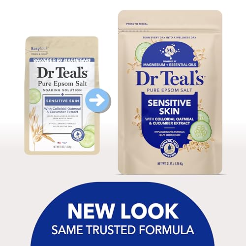 Dr Teal's Epsom Salt Magnesium Soak, Sensitive Skin with Colloidal Oatmeal & Cucumber, 3 lbs (Pack of 4) - image 3
