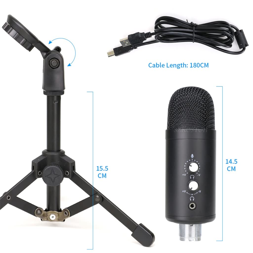 Profesjonalne studio strumieniowe Mikrofon pojemnościowy Mikrofon USB do gier, komputerowy mikrofon śpiewający ze stojakiem (kolor: D, rozmiar