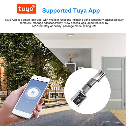 Cigooxm Fechadura do cilindro inteligente com Tuya APP Fechadura da porta de impressão digital eletr