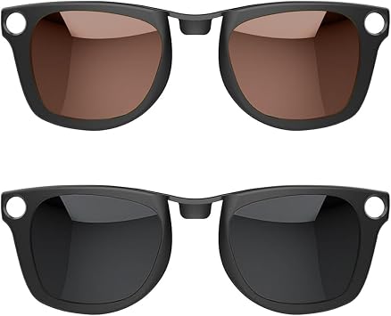 2Pcs Polarized Clip for Ray-Ban Meta Wayfarer & Gen 2 (RW4006/RW4012, M Size, 50-22), Discoloration Clip for Meta Wayfarer Gen 2 UV Protection, Smart Glasses Polarized Lens Set (Black Gray+Tea)