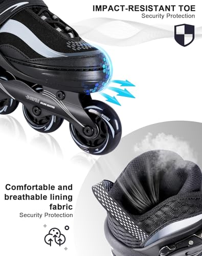 Adjustable Inline Skates for Kids and Adults – Color Gradient Roller Skates with Full Light-Up Wheels Girls, Boys (Ages 5-8, 8-12), Youth, Men, and Women – Indoor & Outdoor Use - Thumbnail 4