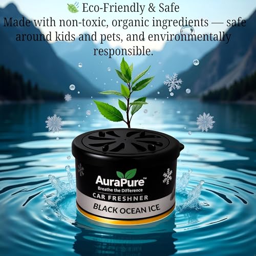 Image of Black Ocean Ice Gel Car Air Freshener | Long-Lasting Premium Dashboard Fragrance | Stylish Car Interior Perfume Gel | Cool Oceanic Scent | 100g | Freshens Car Air for 40+ Days