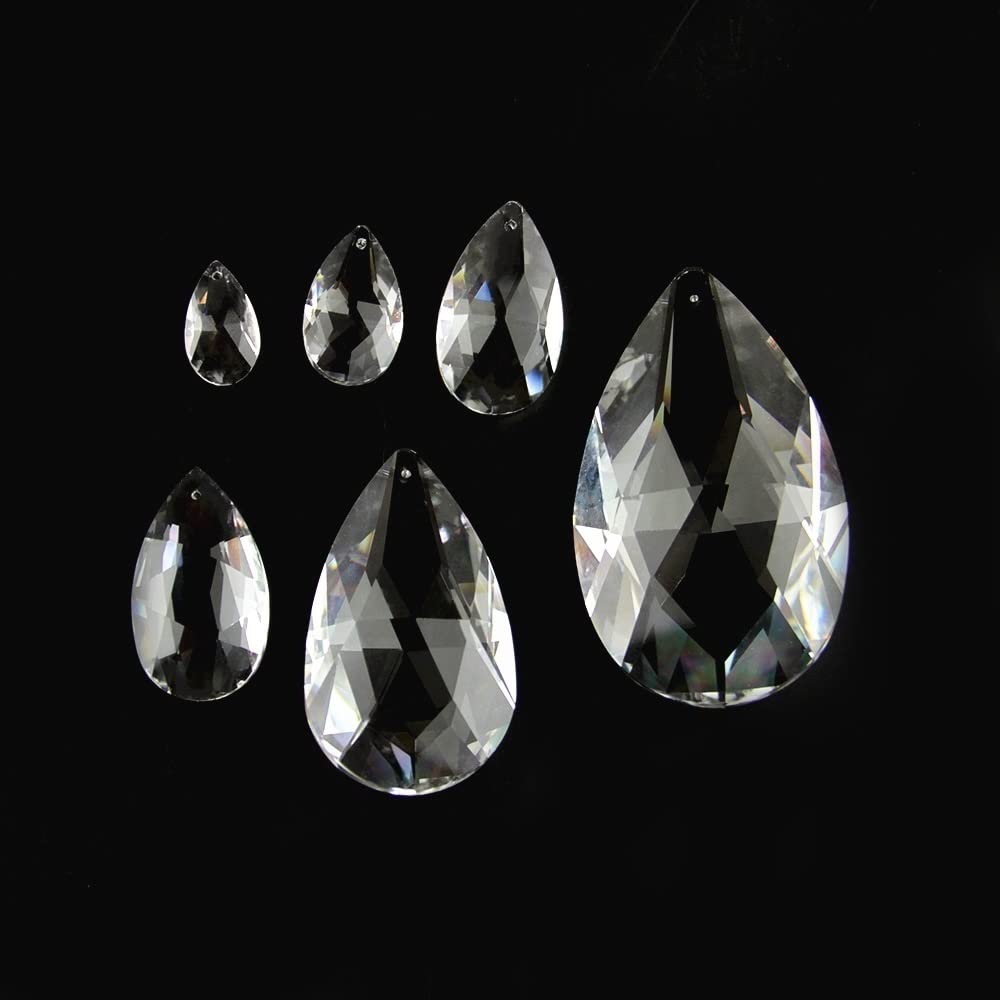 Prismes et kaléidoscopes 22mm 38mm 50mm 63mm 76mm Verre Clair Larme Lustre en Cristal Pièces K9 Pendentifs Kits d'optique pour Classe de Sciences (Color : 50mm 50pcs)