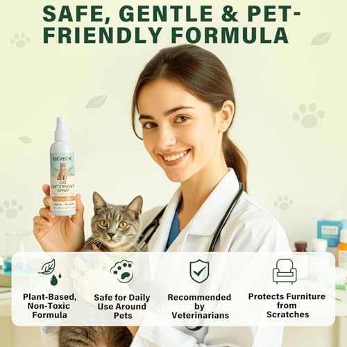 Beveck Cat Deterrent Spray, 200 Ml — Natural 2-In-1 (Scent & Bitter), Pet-Safe & Non-Staining; Helps Protect Furniture & Garden From Scratching, Chewing & Marking — Cat Repellent Spray - 7