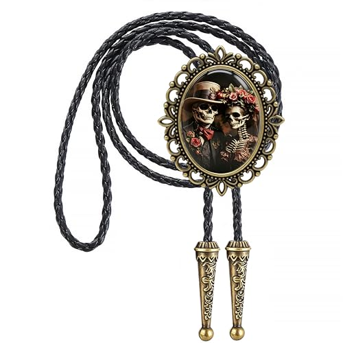 Image of Jeilwiy Bolo Tie for Men Western Cowboy Gothic Bolo Tie Necklace Halloween