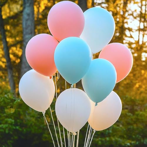 Image of Regular Balloon Combo For Decoration with Glue Dots & Balloon Arch Strip - Party Decor Set For Easy Party Setup (RED BLUE WHITE, 100)