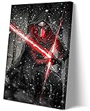 Kylo Ren Poster Lightsaber Canvas Print Wall Art for Home Wall Decor (24x36 Canvas roll)