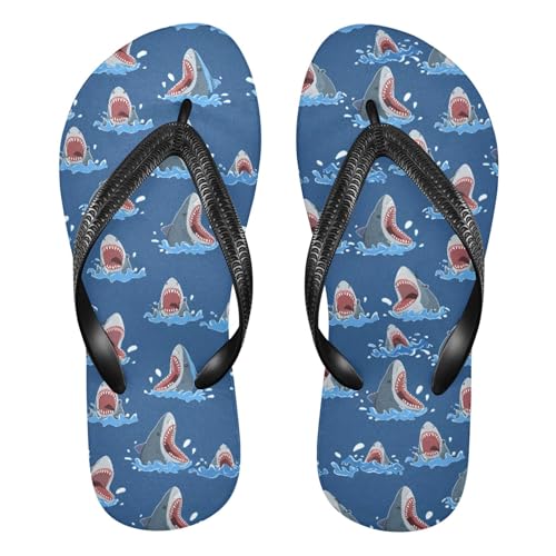 Burbuja Cartoon Sharks Flip Flops for Women Men, Soft Thong Sandals Rubber Slippers for Pool Beach Essentials