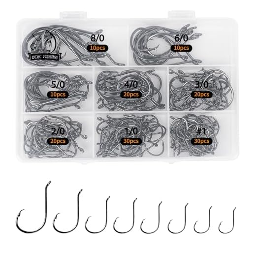 UCEC Circle Hooks Fishing Hooks 2X Strong Customized Offset Sport Circle Hooks Black High Carbon Steel Octopus 150pcs/box - Size:#1 1/0 2/0 3/0 4/0 5/0 6/0 8/0