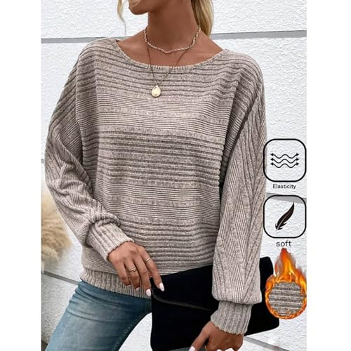 Inauguratei Tops, Inaugureate Clothing Women's Soft Solid Batwing Sleeve Pullover Long Sleeve Top Tunic Pullover Sweaters3