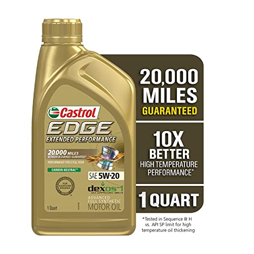 Castrol 06242 Edge Extended Performance 5W-20 Advanced Full Synthetic Motor Oil, 1 Quart, 6 Pack #TOP1