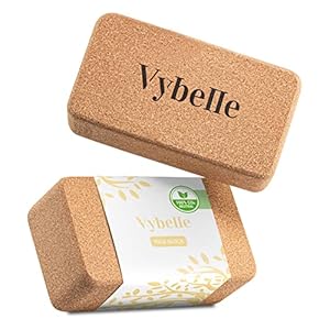 Vybelle® Yoga Block kurk Premium 2-delige set [100% CO2 neutraal] Ergonomisch en hoogwaardig yogablok – incl. extra draagtas en e-book – yoga-accessoires ontworpen in Duitsland beginners en gevorderden