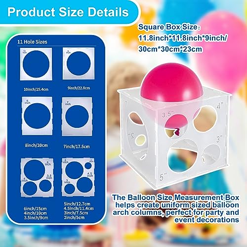 JEKUGOT Collapsible Plastic Balloon Sizer Box Cube, 11 Holes, Balloon Size Measurement Tool for Decorations Arches, Columns - Image 2