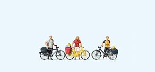 Cyclists Standing w/ Bicycles (3) HO Scale Preiser