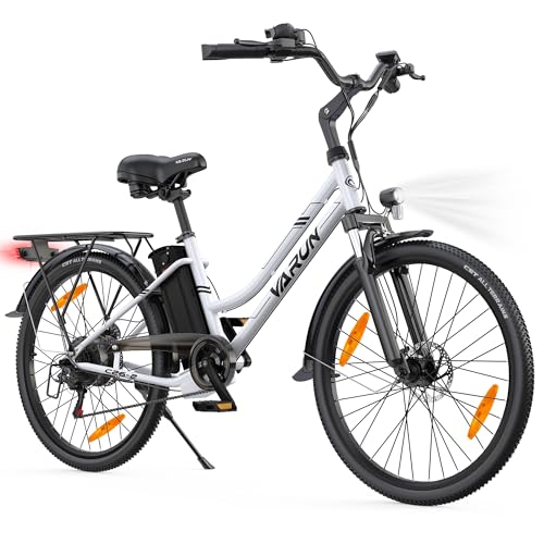 VARUN E-Bike, 26 Zoll E Bike Damen Herren mit 48V 374.4 Wh Lithium Akku, 250W 55NM Motor, Elektrofahrrad mit 5 Modi, 7-Gang, LCD-Display, E-Fahrrad bis zu 80KM, City Ebike mit EU-Konformes