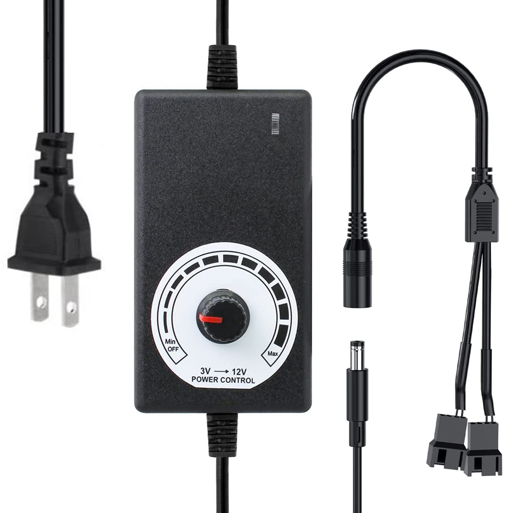 Delinx 12V Fan Power Supply,PC Fan Speed Controller,100