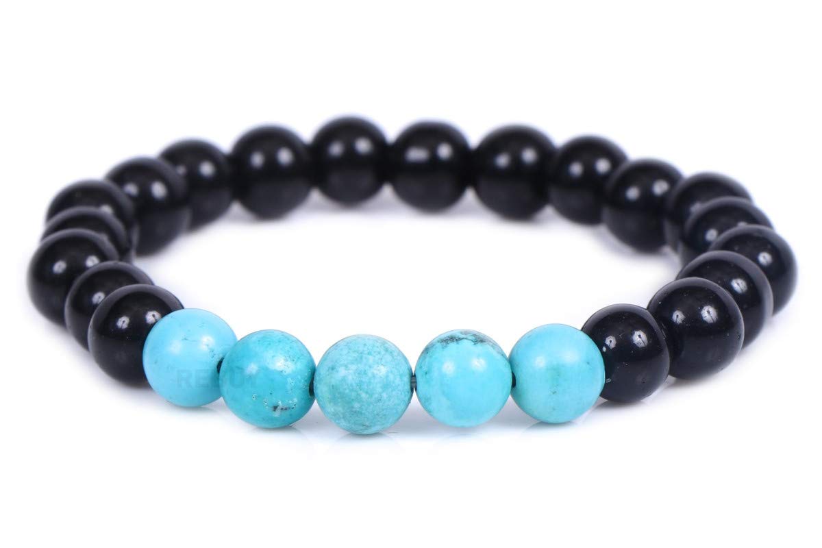 REBUY Turquoise WIth Black Tourmaline Stone Bracelet Healing Crystal Stone Bracelet Crystal Healing Reiki Healing Bracelet (8 mm) (B08NCN45X5) Amazon Price History, Amazon Price Tracker
