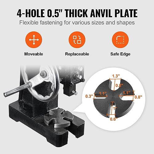 Image of VEVOR Arbor Press, 1 Ton Manual Arbor Press with Handwheel, 5.9 inch Maximum Height, Cast Iron Heavy-duty Manual Desktop Arbor Press, Precision Hand Press for Stamping, Bending, Stretching, Forming