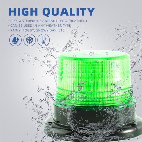 Image of Green LED Beacon Lights 12-24V Warning Safety Flashing Emergency Roadside Strobe Mini Light Bar with Magnetic Base for Snow Plow Truck Construction Vehicles Forklift Tractor Golf Carts 1-Pcs
