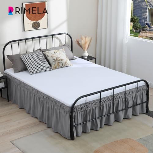 RIMELA Grey Bed Skirts with Split Corners King Size 15 Inch Drop,Elastic Bed Skirting Wrap Around, Easy to Install Dust Ruffles,Soft Fabric Machine Washable by RIMELA - Image 2