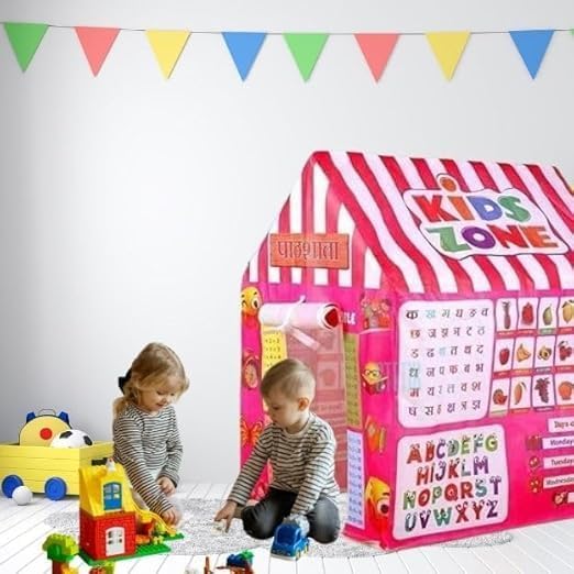 Image of Colorfull and Light Weight Children Play Tent House for 3-10 Years Old Kids Girls and Boys Light Weight and Foldable Children Toys, Indoor and Outdoor Kid Tent House (Doll) (Pink PATHSHALA)
