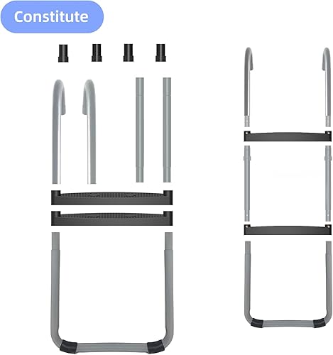 Miniatura 4 de Gardenature Escalera de trampolín, 2 escalones con escalón ancho, escalones de trampolín con bolsa de almacenamiento, accesorios de trampolín para