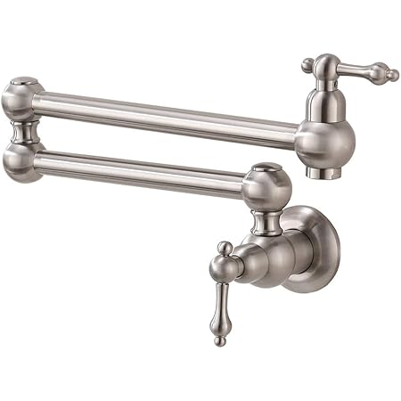 Pot Filler Folding Faucet Brass Double Joint Swing Arm Kitchen Sink Pot Filler Faucets 360 Degree Swivel Sink Faucet Articulating Wall Mount Kitchen - View #12