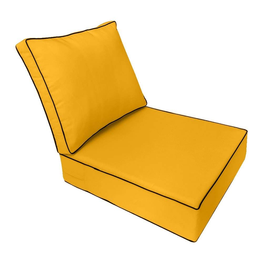 |COVER ONLY| Outdoor Contrast Piped Trim Small Deep Seat Back Pillow Cover AD108