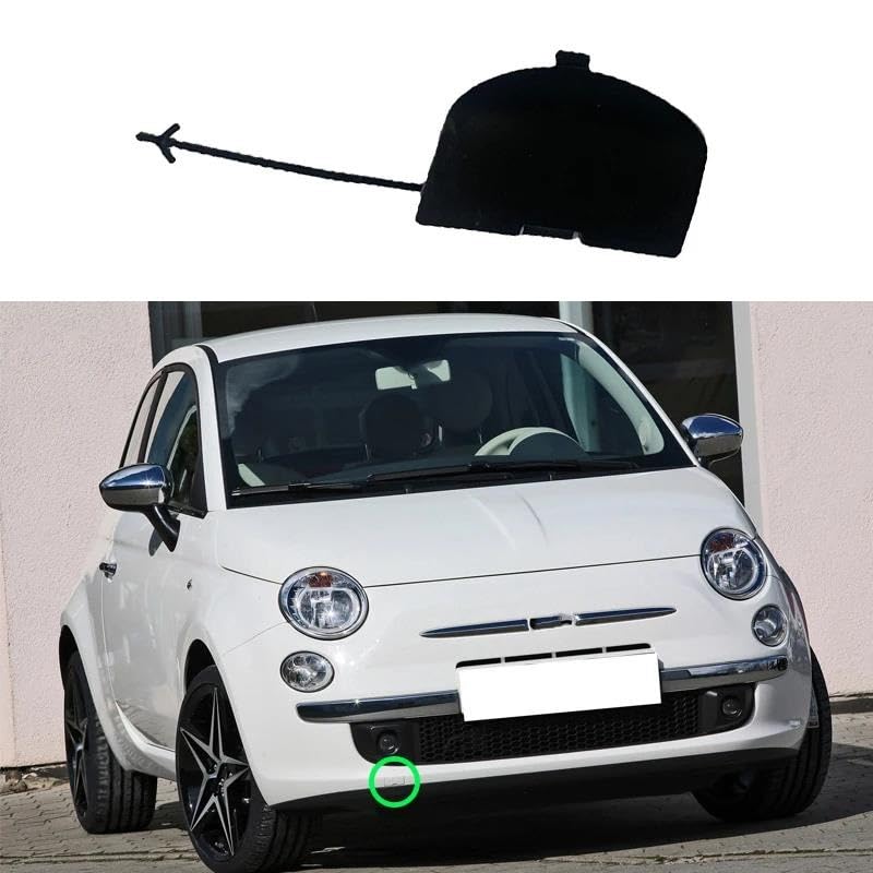 Nonuiny Cache-Œillet Remorquage Pare-Choc Avant Fiat 500 500C 312 2007-2015 Noir - 735456794