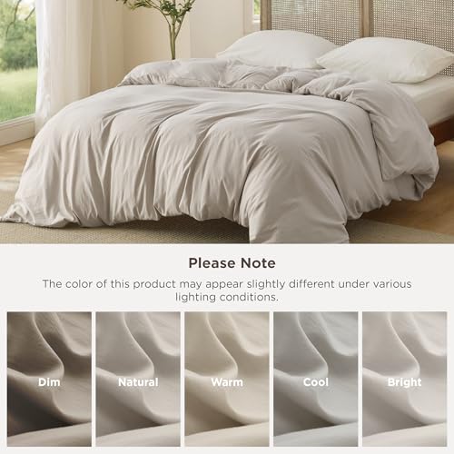 Image of Bedsure Twin Duvet Cover Only - Prewashed Cotton-Like Polyester Soft All Season Bedding, Includes 1 Duvet Cover Twin Size 68x90 Inches with Zipper Closure, Linen