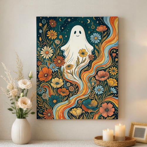 Lienzo de fantasma y espirales que llena de color y vida tus paredes