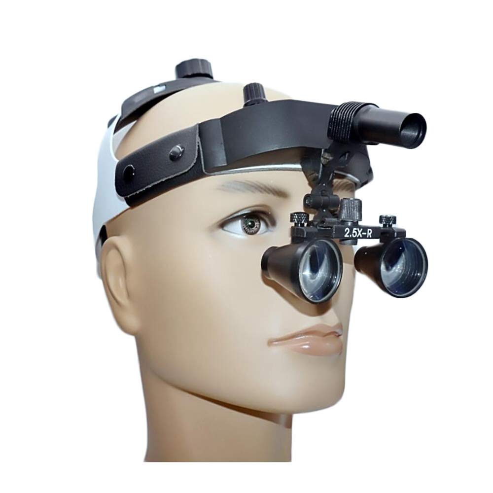 Lupas de Aumento 2.5X Lupas binoculares Equipo de Laboratorio de Vidrio óptico Lupa con Diadema de Cuero con Faro LED,