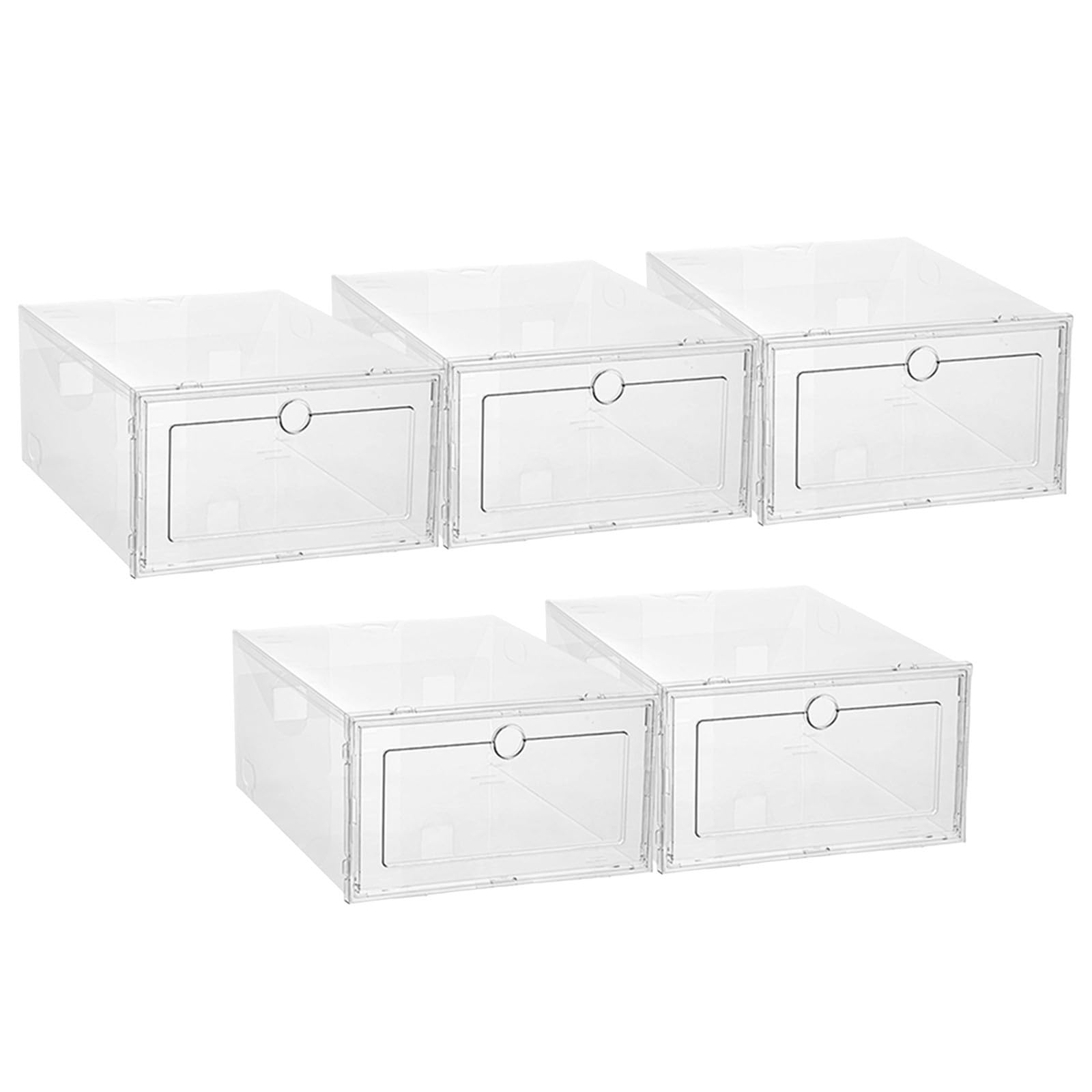 jojofuny 5 Piezas Caja Organizadora de Zapatos Plegable Tamaño 33x24x14cm Transparente de Diseño Apilable y Apertura Tipo Cajón, Material Pp, Optimización de Espacio para Hogar y