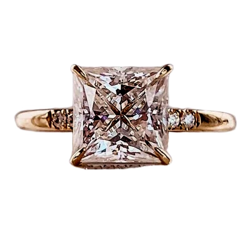 Bague argent 925 massive sertie de diamants CZ et anneau de luxe plaqué or
