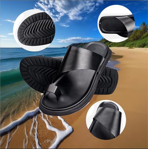 Yytcsjz Mens Summer Breathable Slip on Soft Bunion Relief Orthotic Sandals, Casual Open Toe Non-slip Leather Utdoor Flip Flops, for Summer, Travel, Outdoor, Hallux Valgus, Plantar Fasciitis4