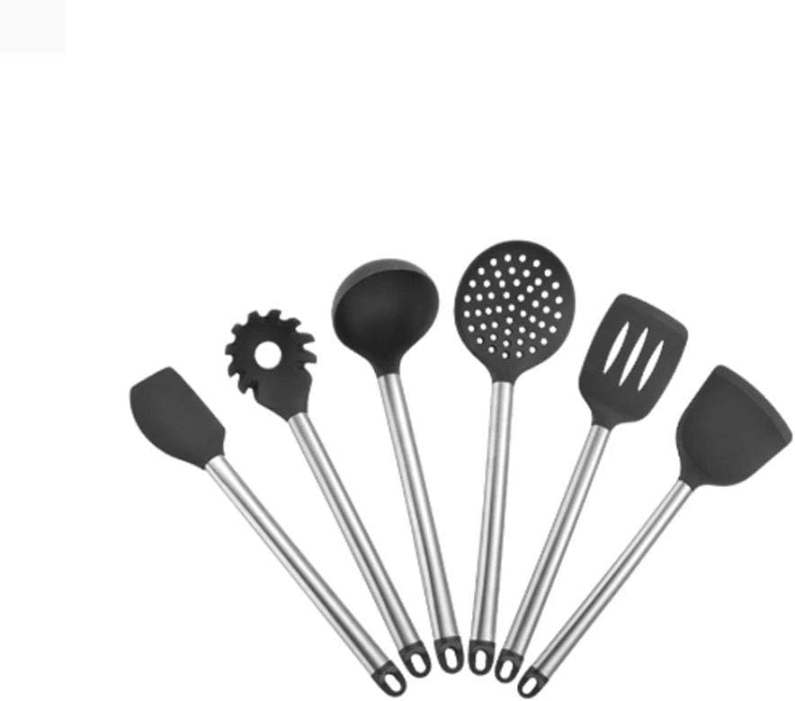 6Pcs Nonstick Silicone Kitchen Utensil Set and Stainless Steel Handle Cooking Tools Spatula Spoon