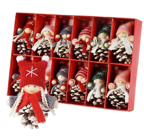 12 Stück Tannenzapfen Weihnachtsbaumschmuck, ilauke Christbaumschmuck...