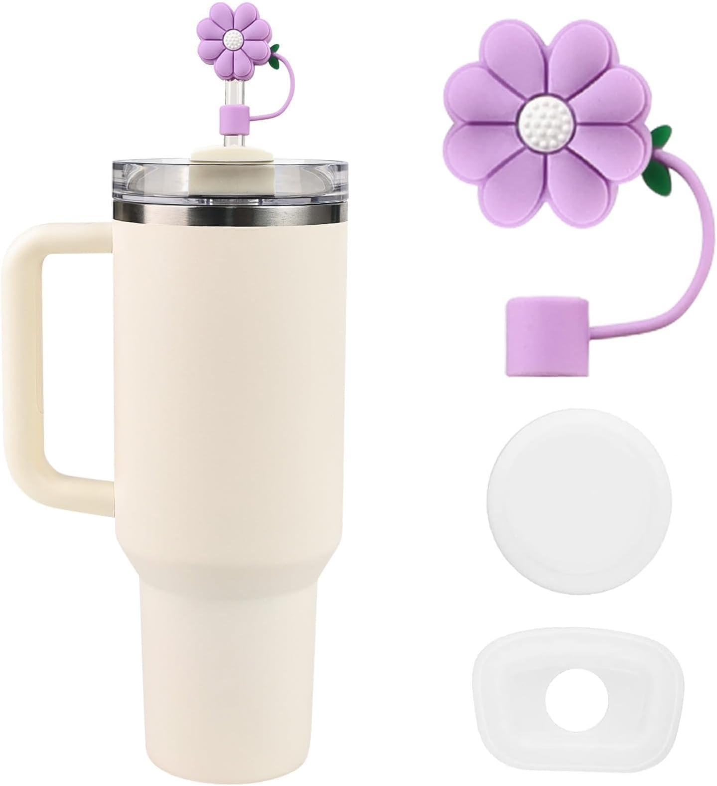 Silicone Straw Toppers for Stanley Cup 2.0 for Woman Gifts，Simple Reusable Straw Covers Cap for Tumblers, Cute Dust-Proof Compatible with Stanley Cup Accessories 40 oz, 30 oz, 20 oz (Purple)