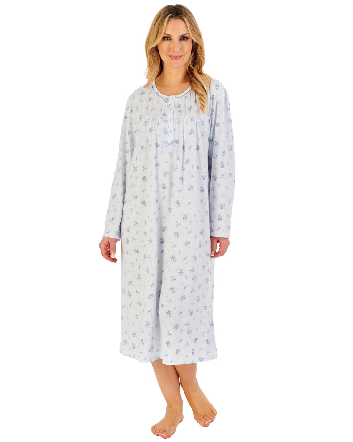 Slenderella Clove Long Sleeve 45 Inch Nightdress (20/22, blue)