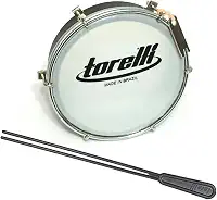 Kit Tamborim Pele Leitosa Torelli TT 404 Preto Baqueta Dupla