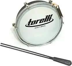 Kit Tamborim Pele Leitosa Torelli TT 404 Preto Baqueta Dupla