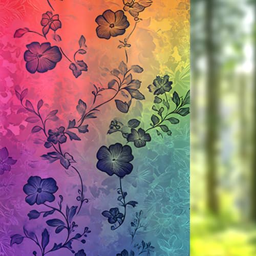 Image of Nuxovilar Rainbow Floral Window Film, 17.7x39.4inch