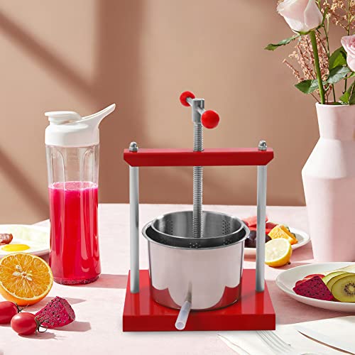 RABEEXP Fruit Wine Manual Press 3L / 6L Stainless Steel Manual Barrels Press Machine for Juice, Apple, Grape, Vegetable, Wine, Olive Oil (1.6 Gallon / 6L)