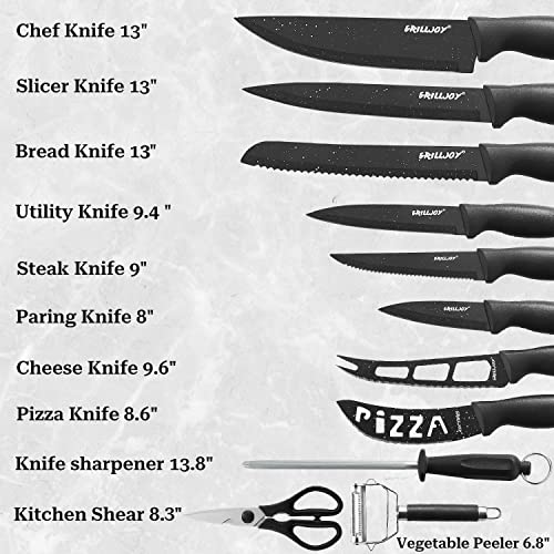 Grilljoy Kitchen Knife Set With Block Set, 20 Pieces High Carbon Stainless Steel Knife Set, Kitchen Knives Set With Cutting Board- Kitchen Knives For Chopping, Slicing, Dicing & Cutting #TOP1