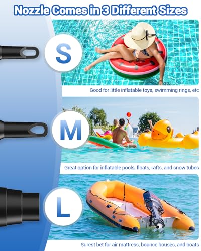 Electric Air Pump, 4000mAh Rechargeable Lithium Battery Air Mattress Pump, Dr.meter Quick-Fill Inflator Deflator Portable Air Pump with USB Charging for Camping Inflatables Raft Bed Boat Pool Toy - Image 3